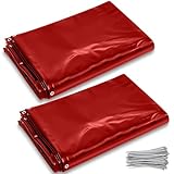 Vincreem 2 Pcs Welding Curtain Safety Transparent Welding Screen with Fixed Belt for the Stand of 6 x 8ft Fireproof Resistant Insulation for Arc Light UV and Light Protection (Red)