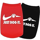 Paiaite 2 Pieces Cotton Sleeveless Dog Shirt Puppy Tank Top Dog Shirts Pet Apparel Colorful Breathable Puppy Sweatshirt Printed Dog Clothes for Small Medium Dogs Red & Black M
