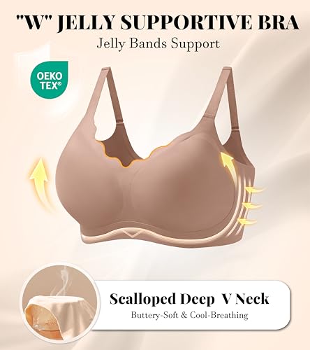 VRCOMFY Jelly Wireless Push Up Bras for Women Grey — view 4