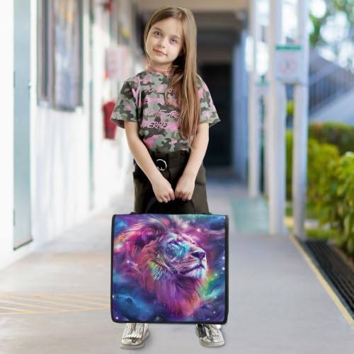 Image of Custom 3 Ring Zipper Binder Lion Glaxy Animal Head Personalized Name 1.5 Inch Binders Large Capacity Multi Pockets for School Office Supplies