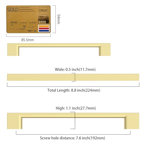 Amerdeco 10 Pack Brushed Brass Cabinet Pulls 7.5 Inch(192mm) Hole Center Drawer Pulls Cabinet Hardware Kitchen Cabinet Handles for Bathroom ZH0092 by Amerdeco - Used condition - Image 2
