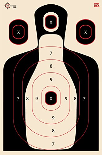 Official FBI-Q Shooting Target, Center Mass Silhouette, Paper Shooting Targets, Paper Shooting Targets, FBI Targets (50 Target Pack, Black Silhouette with FBI-Q)