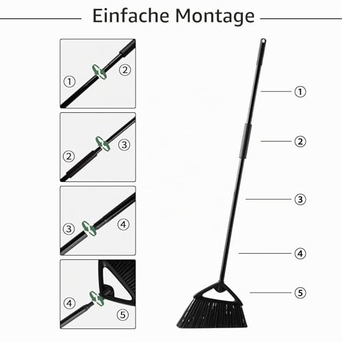 Eyliden Kommerzielles Besen und Kehrschaufelset Set mit Langem Griff, Aufrechter Kehrmaschine und Kehrschaufel Combo für den Innen- und Außenbereich, Gartenarbeit, Fabriken, Schulen, Straßen