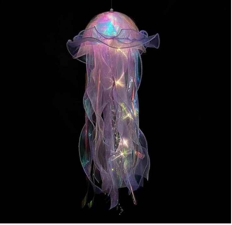 Yelschwa Jellyfish Light, Hanging Jellyfish Lamp, Creative Glowing Jelly Fish Night Light, Jelly Fish Lanterns, Jellyfish Garden Light for Ocean Theme Party Yard Landscape Garden Ornament (Purple)