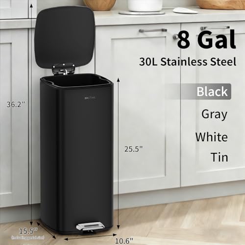 Caneca de basura negra cuadrada 8 gal acero inoxidable miniatura 2