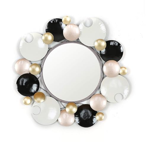 HUANGJIAVT Wall Mounted Round Mirror 64x64 cm with Metal Frame,