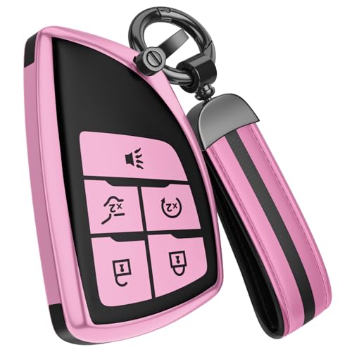 Image of For Chevy /GMC Key Fob Cover Accessories, Matte TPU Material, With a Cute Leather Keychain, for Silverado Sierra Tahoe Suburban Equinox Traverse Yukon Denali Terrain Acadia