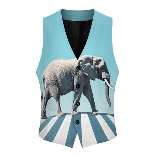 Road Elephant Crossing Novelty Men's Suit Vest Casual Formal Dress Vests Business Waistcoat3