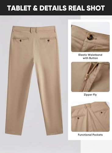 JMIERR Men's Classic-Fit Casual Cotton Twill Pant Water-Repellent Stain-Resistant Stretch Chino Pants 6