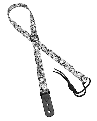 Legacystraps 1 Inch Mandolin Ukulele Guitar Strap in Skulls Design with 2 end tabs