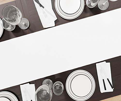 Encasa Homes Table Runner for 6 Seater Dining - White - Large 13"x72", 100% Cotton Plain Dyed Solid Colours Decorative Cloth for Party, Banquet, Restaurant & Outdoors - Machine Washable - Image 3