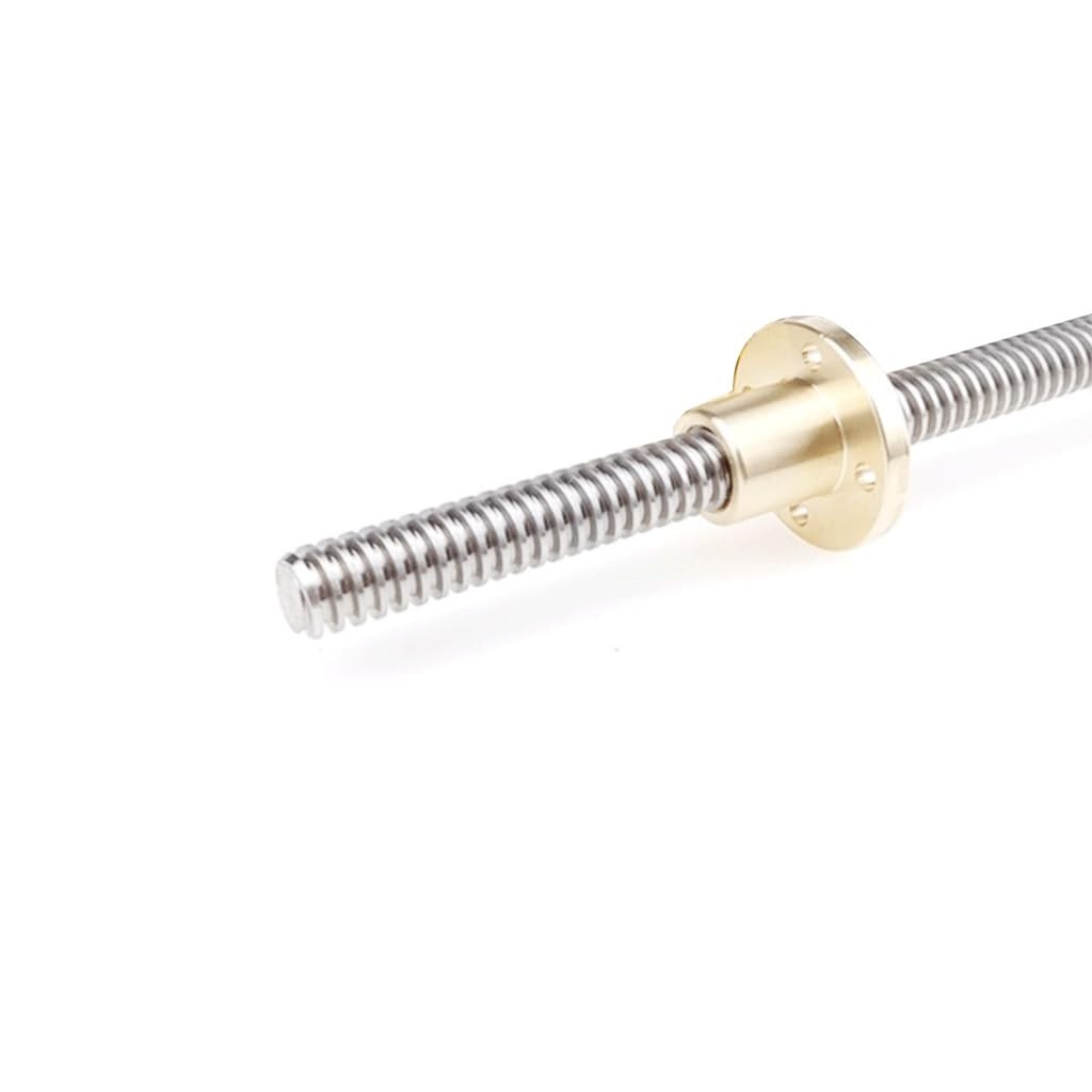 Tornillo de paso helicoidal T6, varilla roscada de acero inoxidable 304 de 12 mm con tuerca de latón(350mm)
