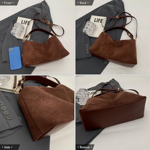 Carteras de gamuza para mujer: bolso cruzado pequeño, bolso retro de hombro, bolso de mano con asa superior y tote miniatura 6