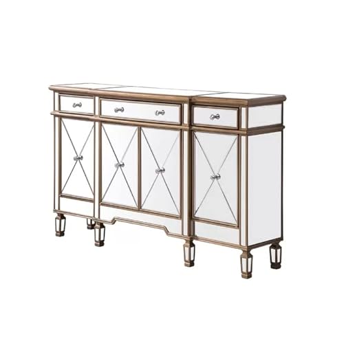 60” Euro Mirrored Reflection Andrea Hall Console Gold Trim Cabinet Dh-427-304 #TOP2