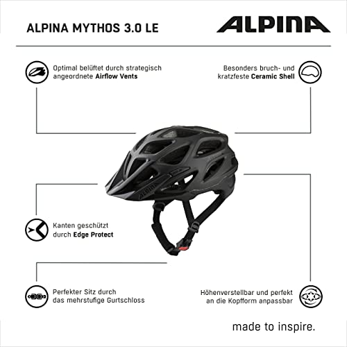 ALPINA MYTHOS 3.0 - Leichter, Optimal Belüfteter & Anpassbarer Fahrradhelm Mit Antibakteriellen...