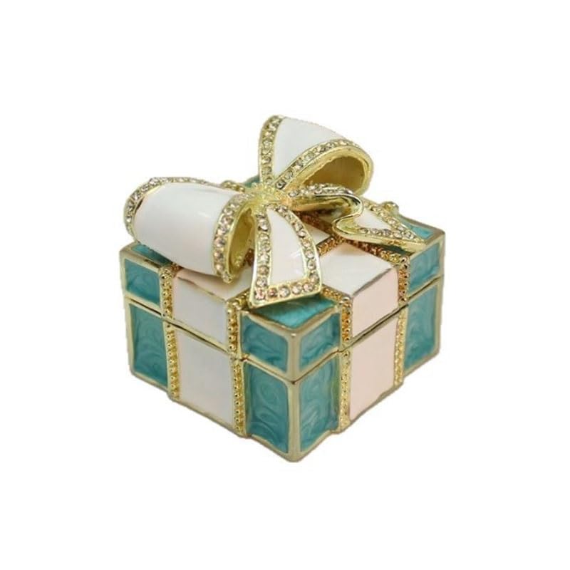Contenitore for gioielli in metallo con fiocco smaltato, anello regalo(Style2)
