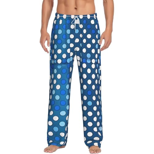 Pantalon de pyjama bleu à pois EdWal pour homme en micropolaire