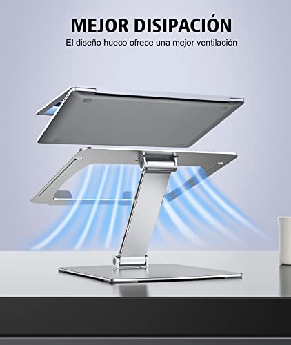 Glangeh Soporte Portatil Mesa Ajustable, Aleación de Aluminio Ergonómico Elevador Portatil Ventilado, Plegable Soportes para Libros de Cocina Compatible con MacBook Chrome y Otros 10-16” Dispositivos