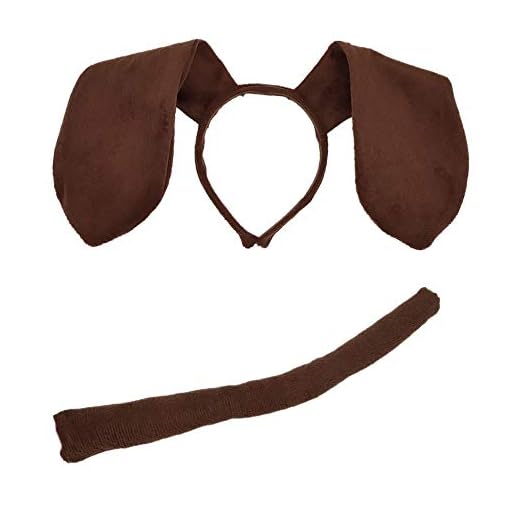 Feacole Animal Dog Long Ears Headband and Tail - Puppy Pooch Costume Accessory -Ears and Tail Set - Headband Ears