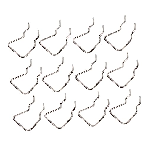 HOMOCONO 12pcs Stainless Steel Perforated Pegboard Hooks for Tool Display Rack, Single and Display Shelf Hooks for Workshop and Shed Organization