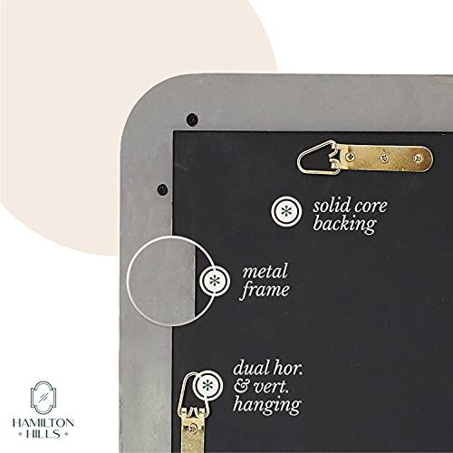 Hamilton Hills 22X30 Inch Metal Silver Frame Mirror For Bathroom | Polished Rectangular Rounded Corner Vanity | 2" Deep Set Design Large Wall Mirrors Decorative | Hangs Horizontal And Vertical #TOP3