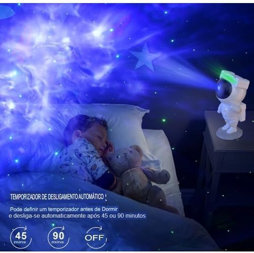 Projetor De Luzes Estrelas Galáxia Astronauta Com Controle Design Ajustável 360° Luz Noturna Nebulos