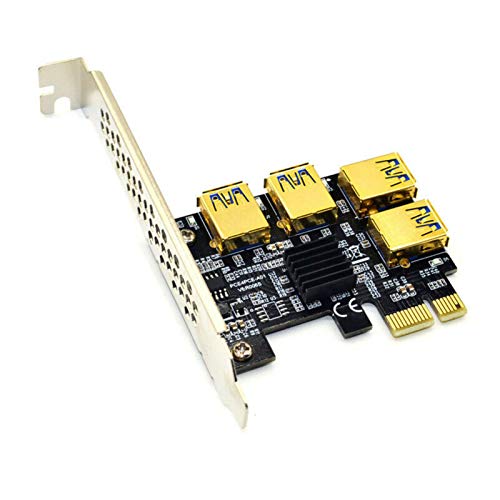 HUAGE Nueva Tarjeta Adaptadora PCI-E 1X de 4 Puertos PCI-E GPU de Rabbet PCI-E a 4 USB 3 0 Compatible con Sistemas WINDOWS
