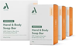 Amazon Aware Energising Orange Hand & Body Soap Bar with Organic Aloe Vera and Fairtrade Olive Oil  3 Bars x 100g