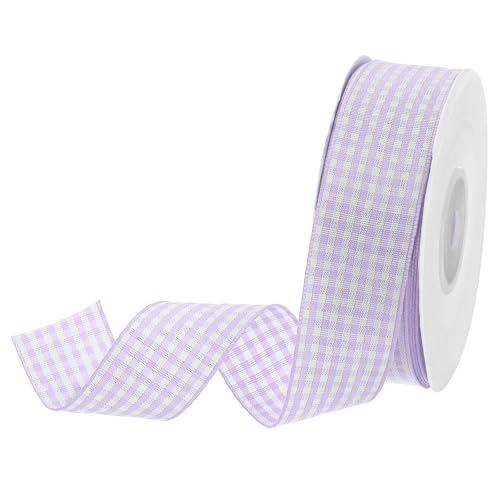 DMiotech 1 Inch 25 Yards Gingham Ribbon, Checkered Ribbon Plaid Ribbon for Gift Wrapping Decoration Art Craft DIY, Light Purple