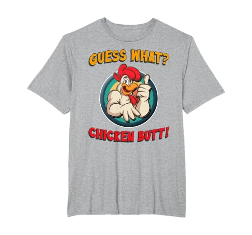 Guess What Chicken Butt Shirt Toddler Kids Child T-Shirt, Men's Big and Tall, Heather Grey, 2X Tall