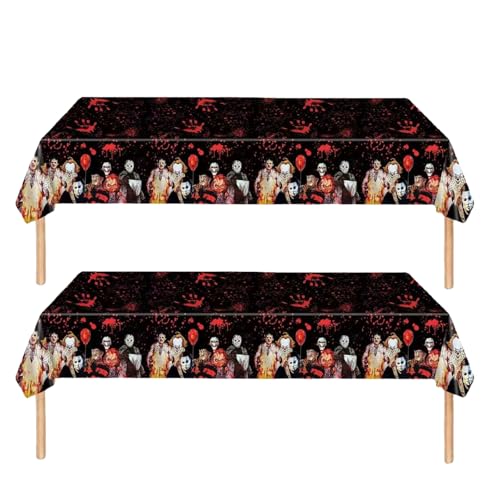 ZSYIULIA 2Pcs 137 * 274cm Horror Movie Character Tablecloth Decorations Disposable Party Table Cloth Party Table Covers Tablecover Halloween Scream Party Supplies Table Decor