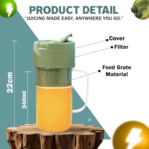 Image of USB Rechargeable Portable Juicer Blender for Fruit Juice, Shakes, Smoothie, Mango Juice, Banana Shake | Personal Mini Juicer Bottle with Straw for Office, Picnic, Travelling and Camping