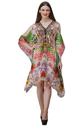 Image of RAVI RAJORIA Georgette Digital Printed Beach Wear Kaftan Blue Free Size R800 | Multi Color 2