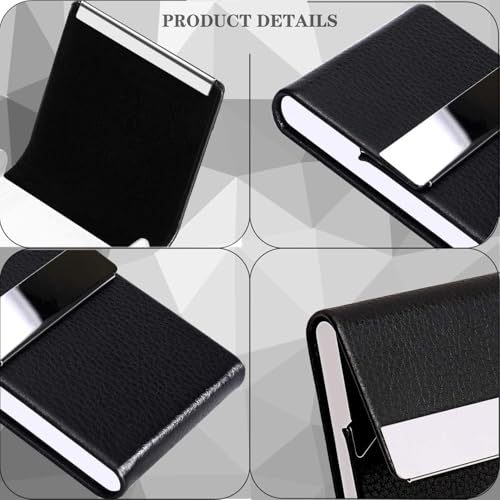 Image of FELSTAR Customized /Personalized Card Holder with Name Engraved, Leather Professional Business Visiting Card Holder /Credit Card Holders Men, Women Day Gift, Corporate Gift for Employees (S Black Plain)