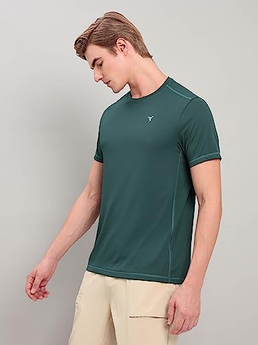 Image of TECHNOSPORT Men's Slim Fit Polyester Activewear Sports T-Shirt with Moisture-Wicking Comfort for Workout, Running & Gym