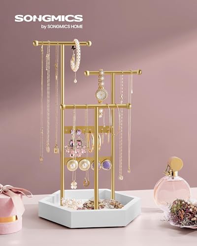 image for SONGMICS Jewelry Holder, Jewelry Organizer, 4 Independent Zones, Jewel