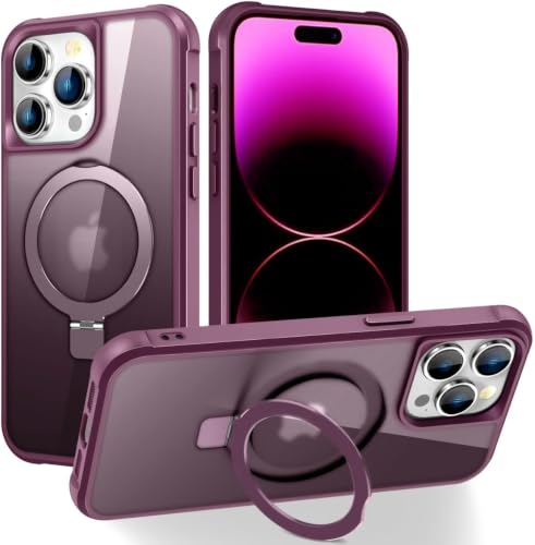 CHAOFEnG Compatible with iPhone 14 Pro Case with Stand, Burgundy