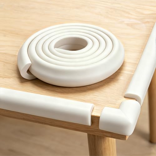 Image of Corner Protector Baby, Baby Proofing Edge Corner Protector, Waterproof Soft Foam Cushion with Adhesive Tape (6.6ft Edge + 4 Corners),Wall Corner Protector for Fireplace, Table, Stair, Cabinet(White)