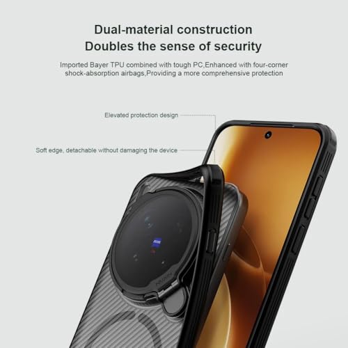 Image of Nillkin Case for Vivo X300 Pro (6.78 inch Inch) CamShield Prop Magnetic Flip Style Transparent Black Lens Camera Protect Mobile Holder TPU + PC Black Color