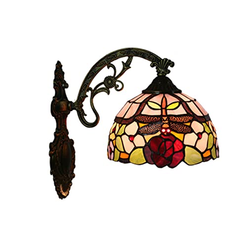 Applique murale Tiffany libellule en vitrail 7.8" luminaire LED de style victorien salon