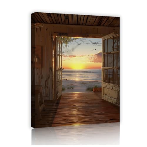 Coucher du soleil dune mer art mural vintage YUNART affiche salon 35x45