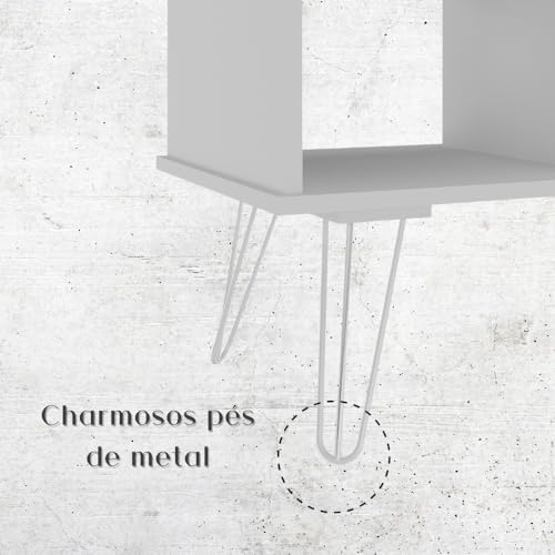 Escrivaninha em L Industrial para Home Office com Nichos e Pés de Metal Dubai Artany