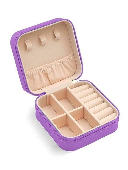 morel MINI JEWELRY TRAVEL CASE, PU LEATHER ORGANIZER BOX, SMALL PORTABLE JEWELLERY STORAGE HOLDER FOR WOMENS RINGS EARRINGS NECKLACES BRACELETS. PURPLE COLOUR (1PCS PURPLE)