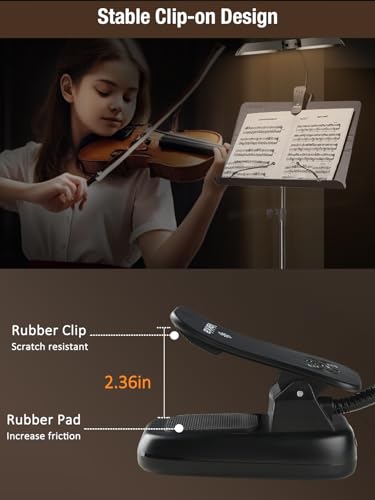 Image of Vekkia 96 Led Rechargeable Music Stand Light - Folding Clip On Piano Lamp, Portable Professional with 5 Brightnessx3 Color Temperature for Grand Piano and Book Reading