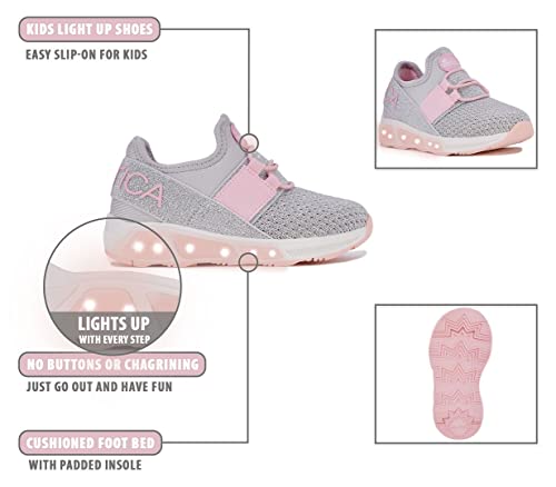 Nautica Kids Light Up Flashing Sneaker Athletic Slip-On Bungee Running Shoes Boy Girl Little Kid Big Kid-Neave Beacon Toddler-Silver Pink Multi-7 #TOP1