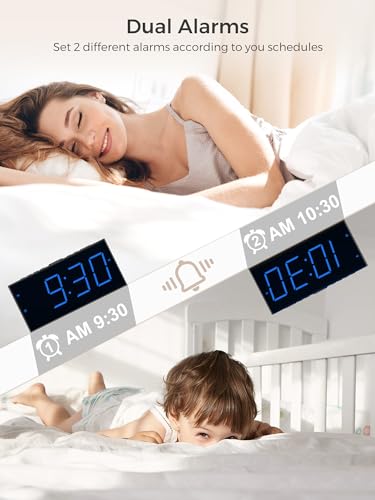 Compact Dual Alarm Clock Large Display