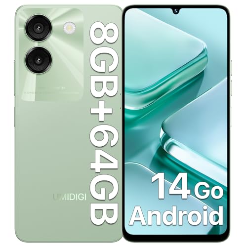 UMIDIGI G9A simフリー スマホ 本体 8GB RAM+64GB ROM/1TB拡張 Android 14 Go スマホ 6.75インチ大画面 スマートフォン 13MP リアカメラ|5000mAhバッテリー|顔認証|1600x720 解像度|GPS|OTG 携帯電話 グリーン