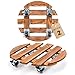 Bamworld Pflanzenroller Holz Rund 2er Set – stabiler Pflanzenroller Outdoor wetterfest mit Bremse, Blumentopf Untersetzer mit Rollen Ø 30.5 cm, Pflanzenuntersetzer mit Rollen für Innen & Außen