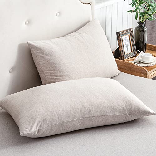 PURE ERA Jersey Knit Pillowcases 100% T-Shirt Cotton Super Soft Comfy Breathable, Set of 2, Standard...