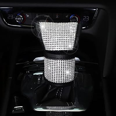 Bling Car Accessories for Women,7 Pack Sparkly Rhinestone Diamond Steering Wheel Cover Set,Bling Seat Belt Cushion,Shift Knob Cover,Push Start Button Accessories,Car Cup Coaster,Silver